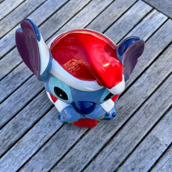 DISNEY Lilo & Stitch Christmas Wreath Cookie Jar or Candy Container Holiday NEW - Picture 9 of 12